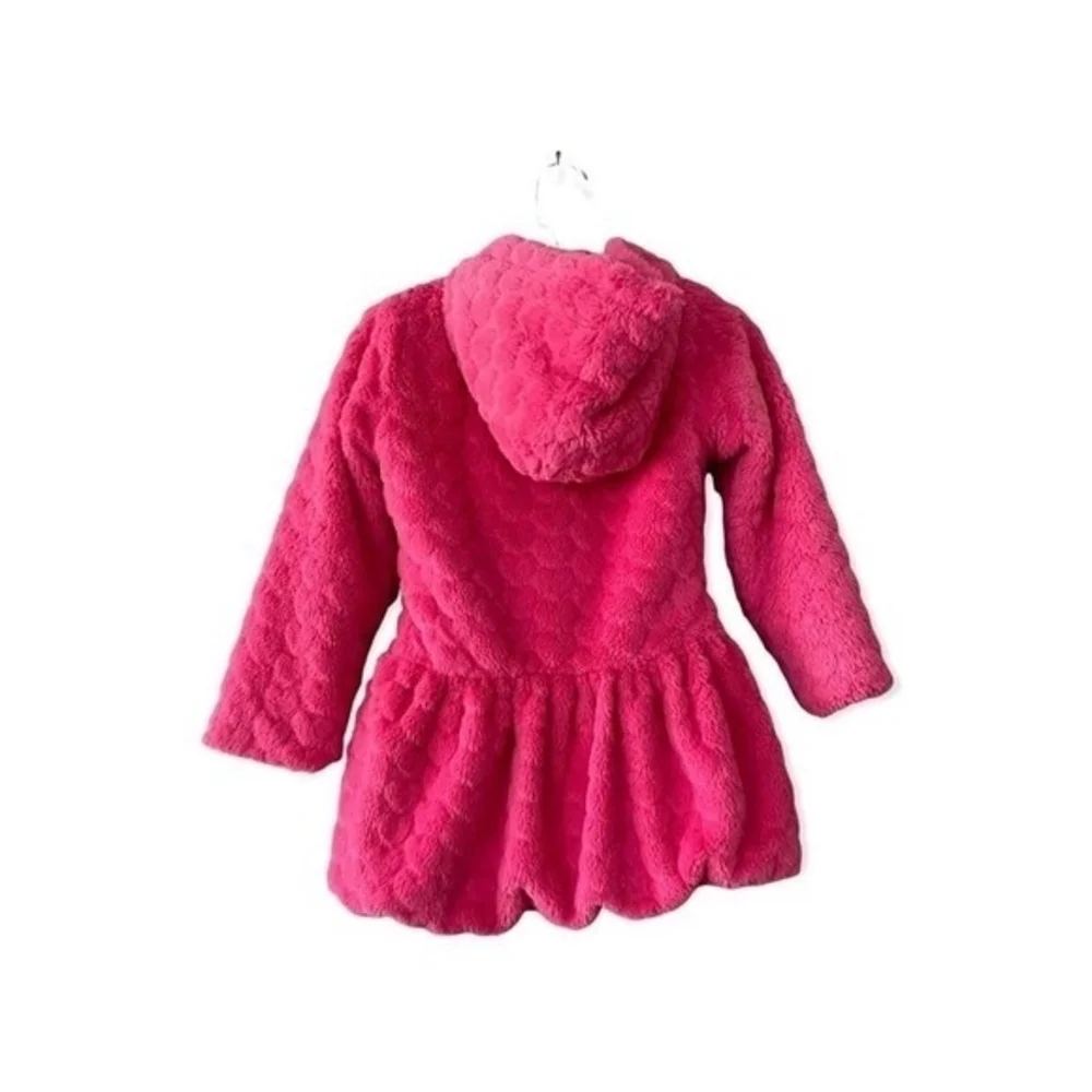 American Widgeon Girls Pink Faux Fur Heart Jacket Size 5 Zip Front Coat